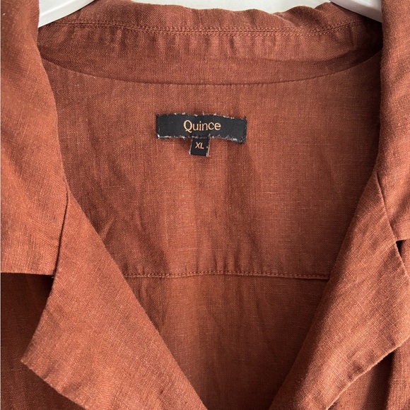 QUINCE 100% European Linen Button Front Dress Chocolate Brown Size XL - Picture 5 of 12